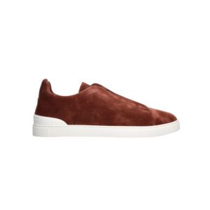 Zegna Suede Triple Stitch Sneakers Brown