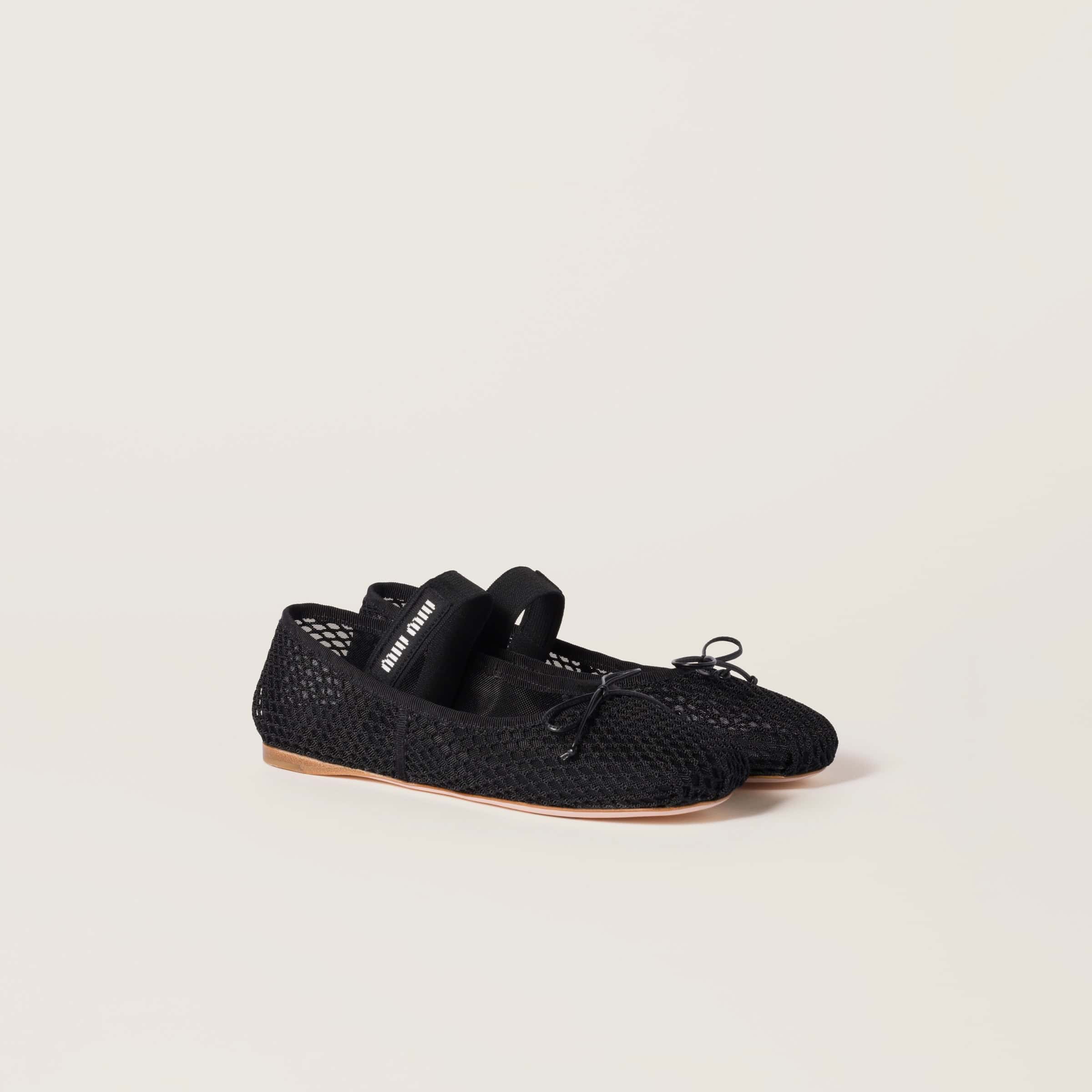 Miu Miu Mesh Fabric Ballerinas Black - Image 3