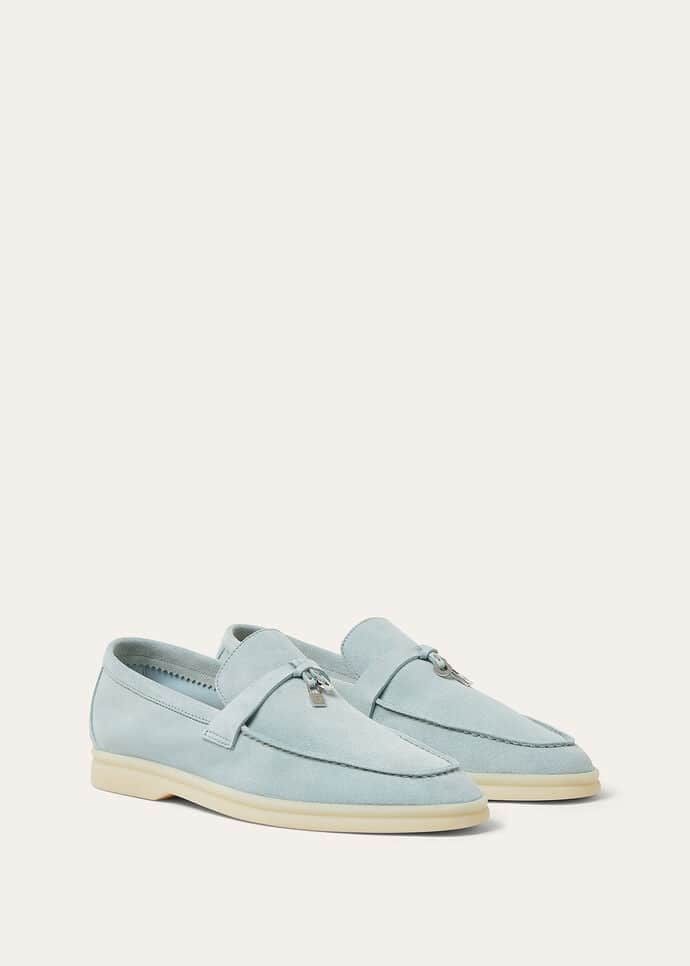 Loro Piana Summer Charms Walk Moccasins Suede Leather Spring Waterfall Melange - Image 3