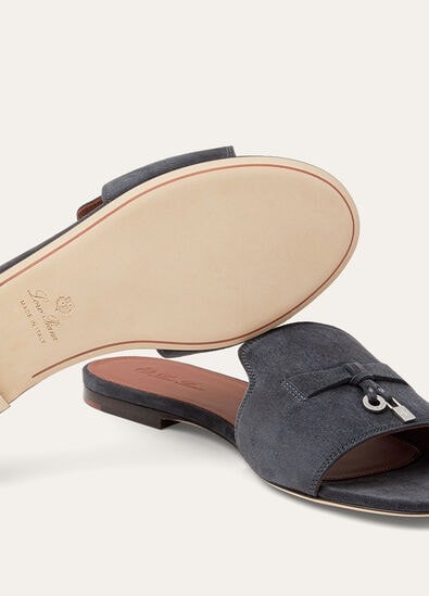 Loro Piana Summer Charms Sandal Suede Goatskin Blue Green - Image 5