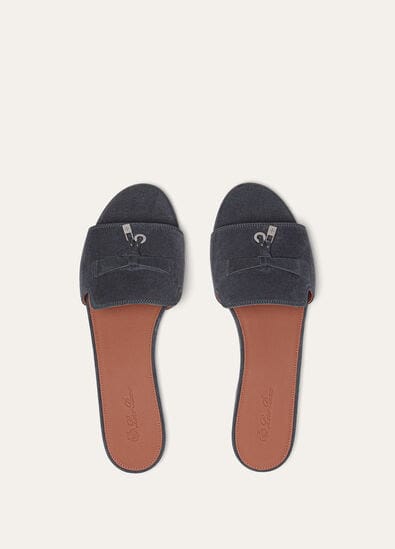 Loro Piana Summer Charms Sandal Suede Goatskin Blue Green - Image 7