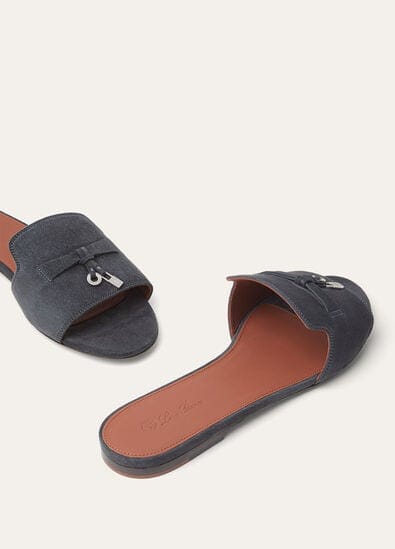 Loro Piana Summer Charms Sandal Suede Goatskin Blue Green - Image 6