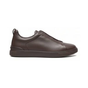 Zegna Suede Triple Stitch Sneakers Brown