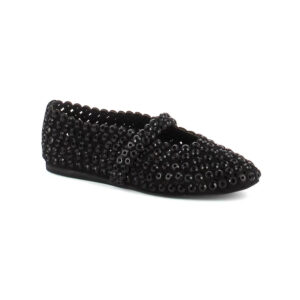 Alaïa Suede Glass-Embellished Ballet Flats Black
