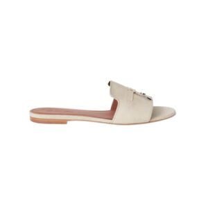 Loro Piana Summer Charms Sandal Suede Goatskin Pearl Powder