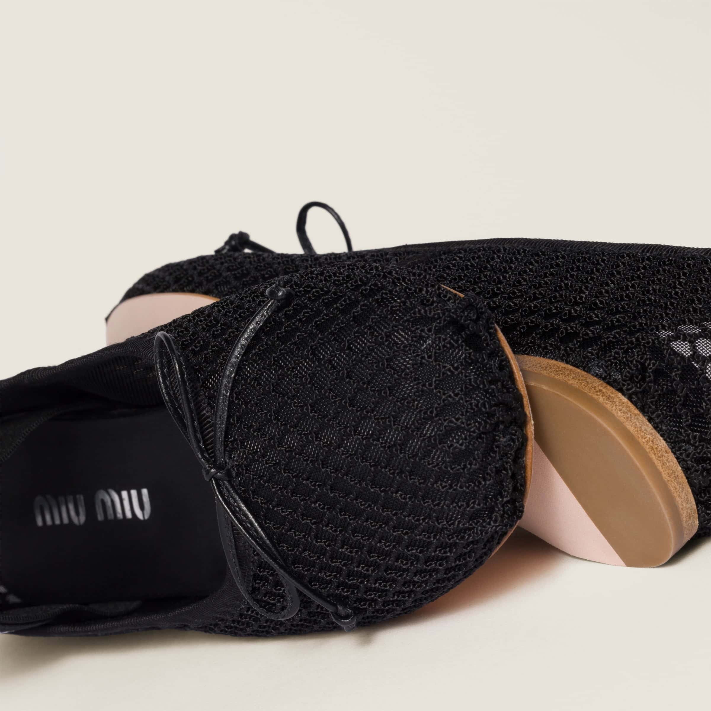 Miu Miu Mesh Fabric Ballerinas Black - Image 5