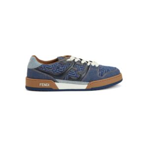 Fendi Match Sneakers Navy FF jacquard and white suede low-tops