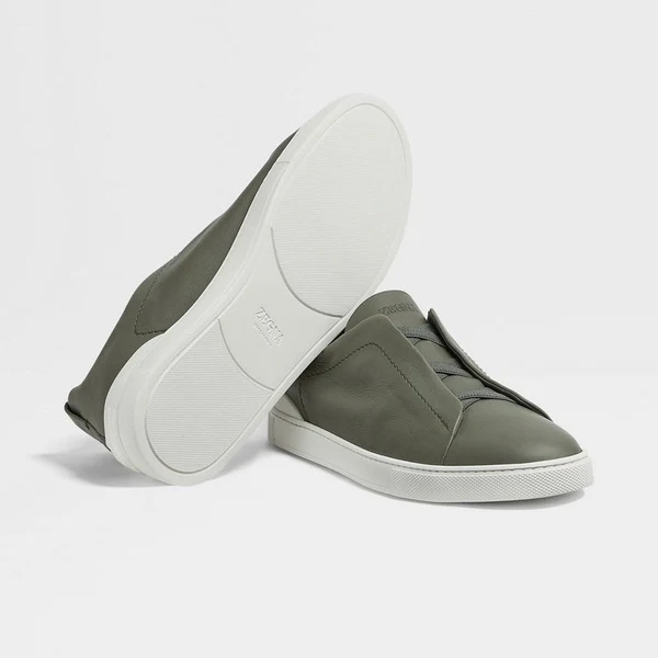 Zegna LIGHT ARMY GREEN TRIPLE STITCH™ SECONDSKIN SNEAKERS - Image 5