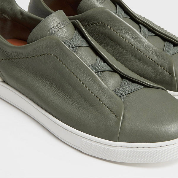 Zegna LIGHT ARMY GREEN TRIPLE STITCH™ SECONDSKIN SNEAKERS - Image 7