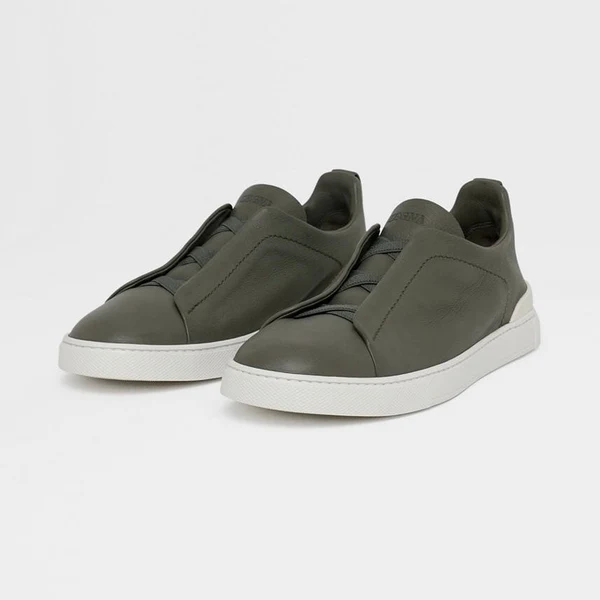 Zegna LIGHT ARMY GREEN TRIPLE STITCH™ SECONDSKIN SNEAKERS - Image 4