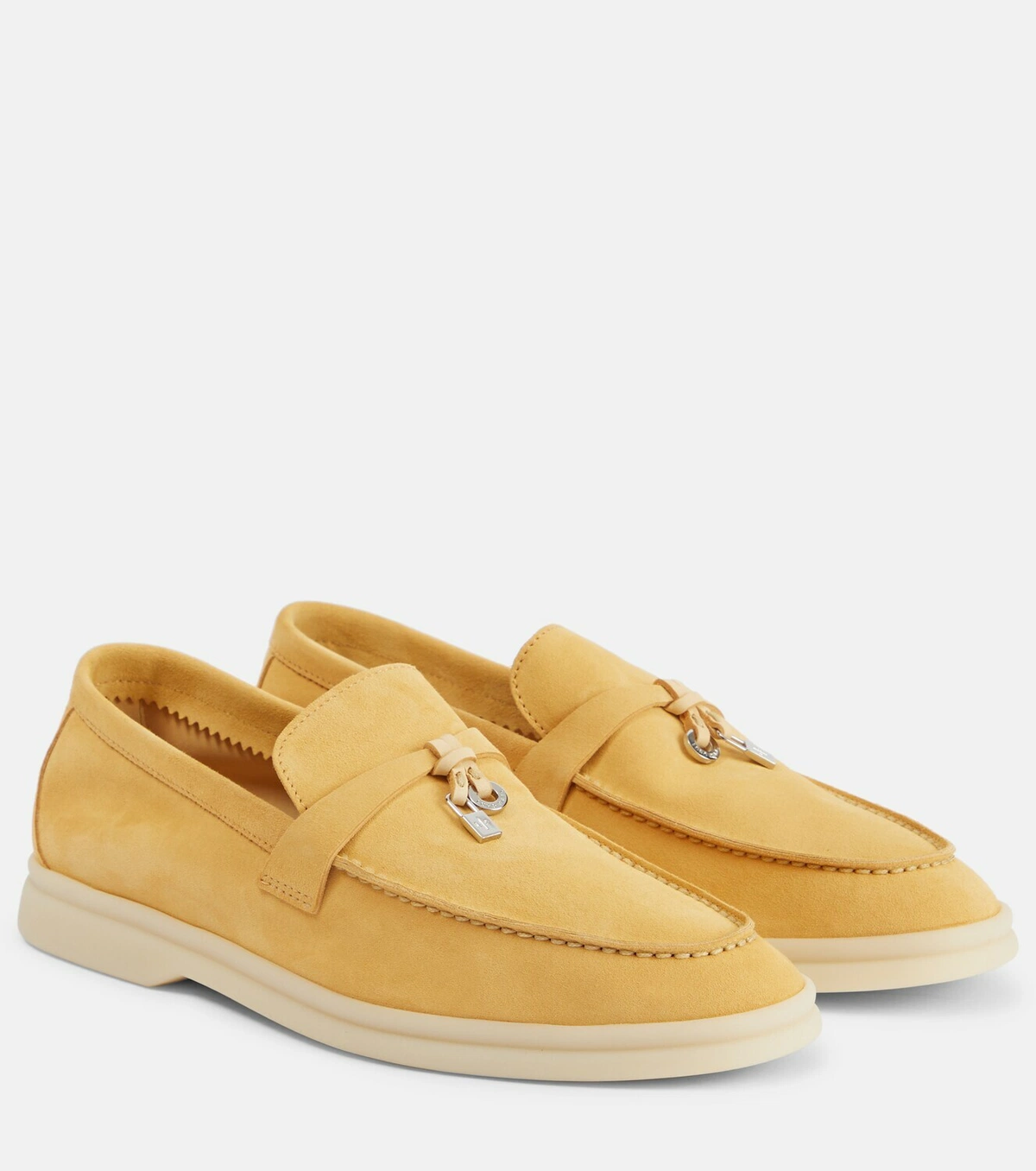 Loro Piana Summer Charms Walk Moccasins Suede Camel - Image 2