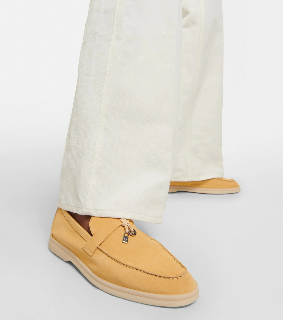Loro Piana Summer Charms Walk Moccasins Suede Camel - Image 3
