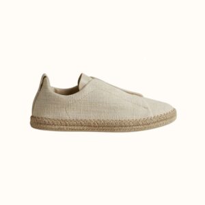 Zegna Off White Linen Blend and Leather Triple Stitch™ Espadrilles