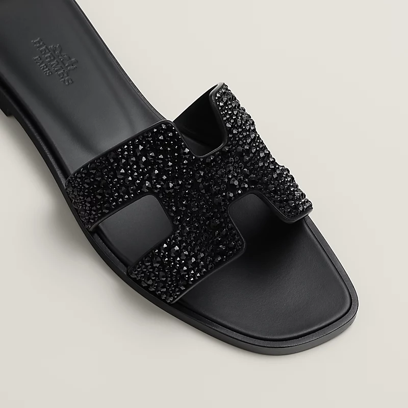 Hermes Oran Sandal Crystal Black - Image 4