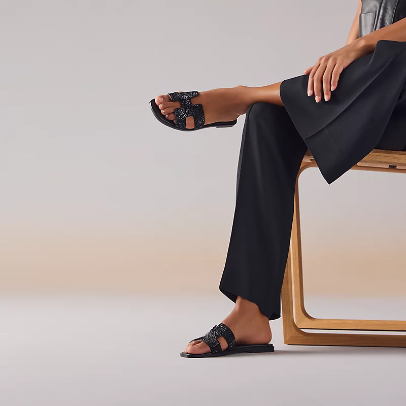 Hermes Oran Sandal Crystal Black - Image 5
