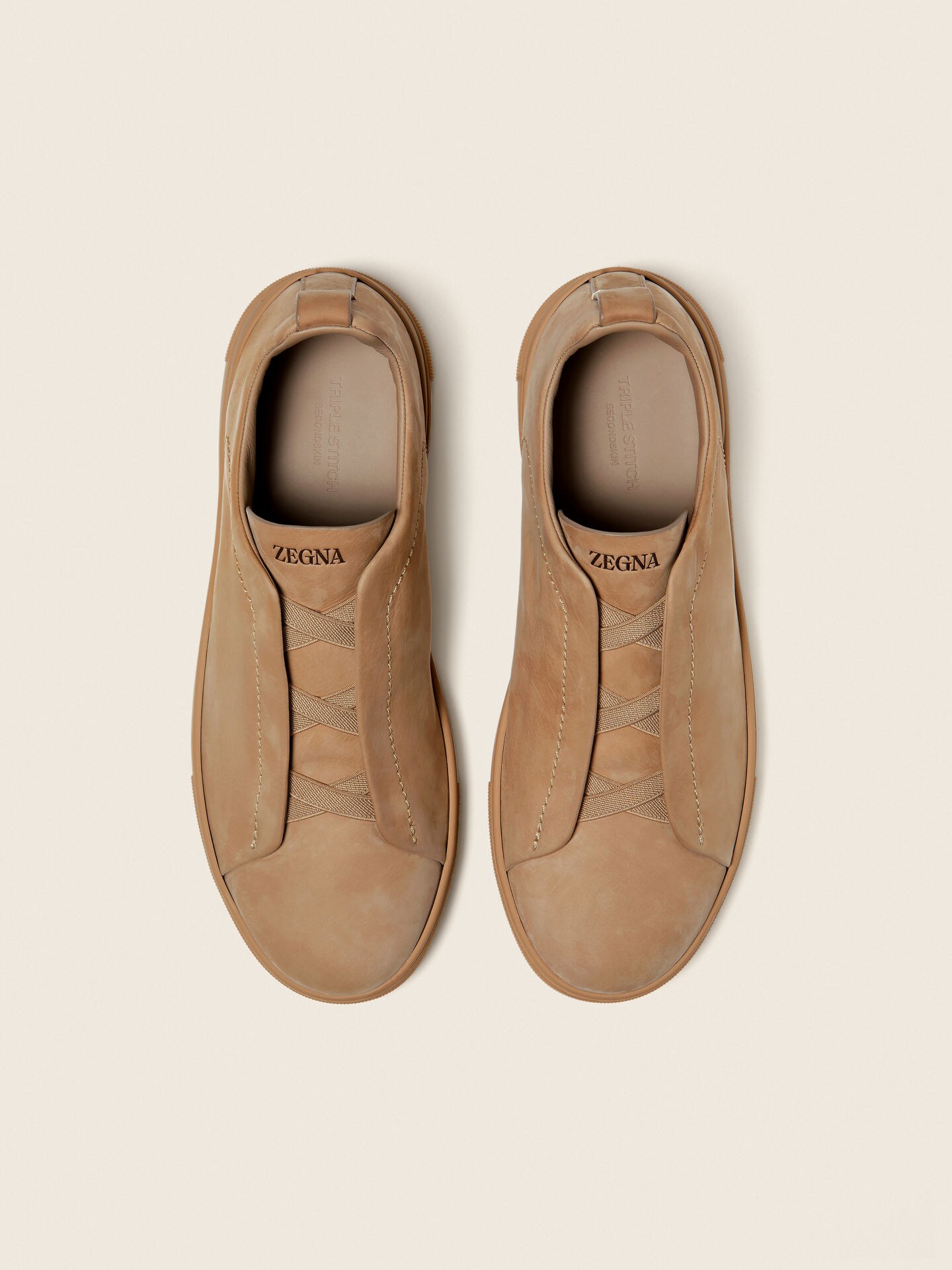 Zegna Beige Triple Stitch™ SECONDSKIN Sneakers - Image 4