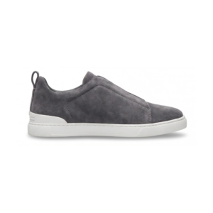 Zegna Suede Triple Stitch Sneakers Dark Grey